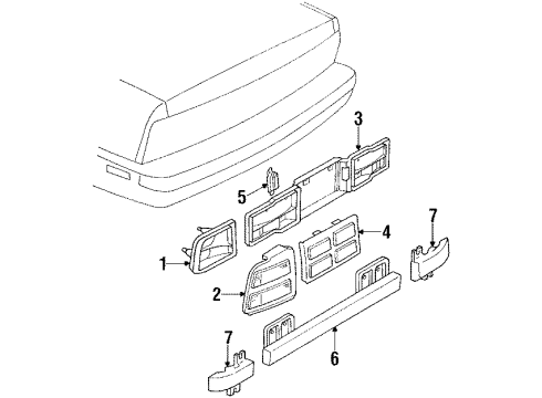 1990 Chevrolet Cavalier Tail Lamps Lens, Back Up Lamp Inner Diagram for 16508730