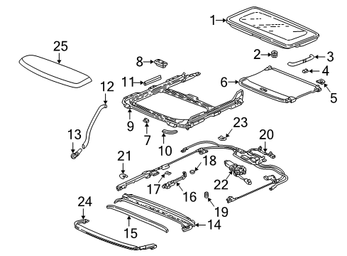 2003 Acura MDX Sunroof Shim Diagram for 70091-S84-A01