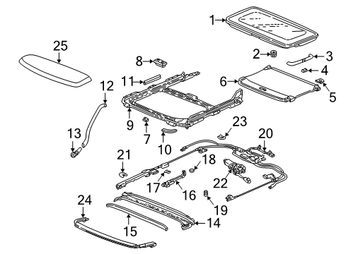 2003 Acura MDX Sunroof Cushion, Stay Cover Diagram for 70623-S84-A01