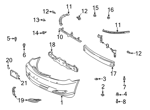 2003 Toyota Camry Front Bumper Reinforce Beam Diagram for 52021-33110