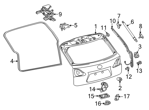 2013 Lexus RX350 Lift Gate Bracket, Back Door DAMPER Stay Diagram for 68945-0E010