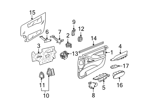 2005 Pontiac GTO Mirrors Insert, Front Side Door Armrest Diagram for 92157927