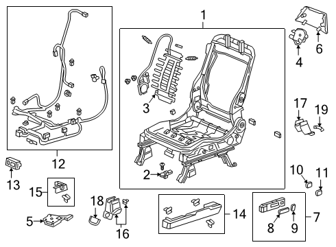 2020 Honda Passport Power Seats Blower, FR. Seat-Back Diagram for 81216-TZ5-A61