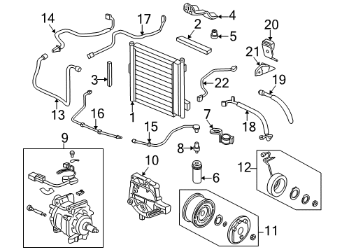 1997 Honda Civic Condenser Shroud, Condenser Fan Diagram for 80161-S04-000