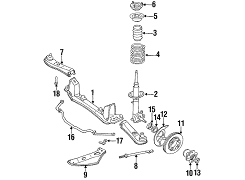 1985 Nissan 200SX Front Brakes Strut Mounting Insulator Assembly Diagram for 54320-01F00