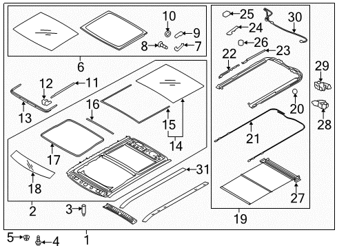 2015 Kia Soul EV Sunroof Mechanism Assembly-PANOR Diagram for 81650B2000BF3