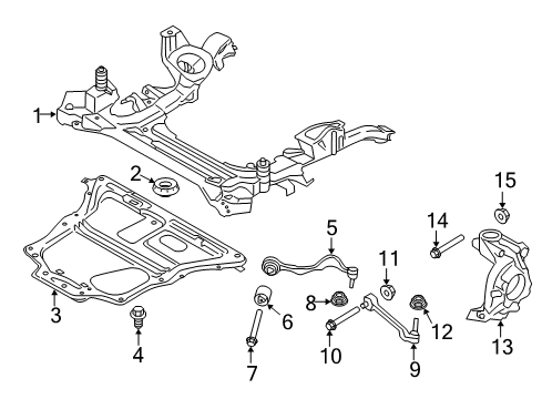 2017 BMW 440i xDrive Gran Coupe Front Suspension Components, Lower Control Arm, Stabilizer Bar Left Carrier Diagram for 31216859003