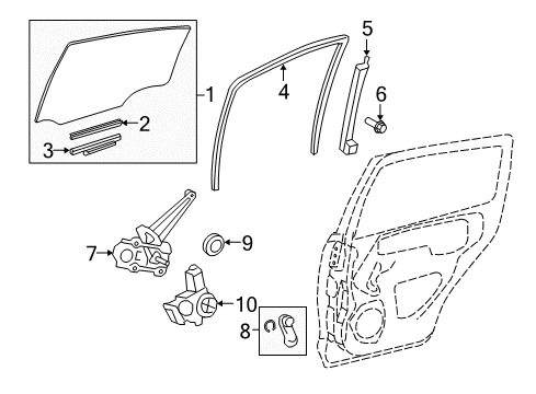 2014 Toyota Yaris Rear Door Run Weatherstrip Diagram for 68152-52160