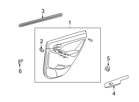 2011 Toyota Matrix Rear Door Door Trim Panel Diagram for 67630-02G80-B0