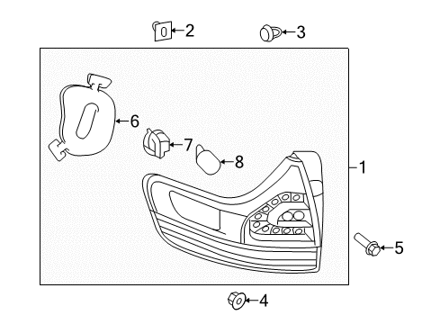 2012 Toyota Sienna Bulbs Tail Lamp Assembly Diagram for 81550-08030