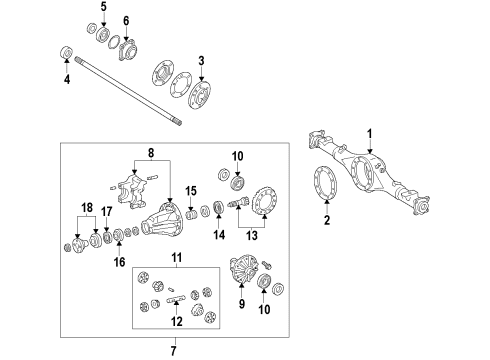 2007 Toyota FJ Cruiser Rear Axle, Differential, Propeller Shaft Axle Housing Diagram for 42110-60C20