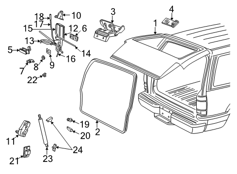 1999 Ford Explorer Lift Gate Latch Assembly Diagram for XL2Z-7840860-AA