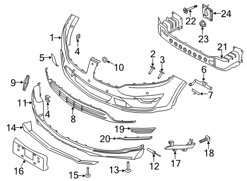 2016 Lincoln MKC Front Bumper Valance Diagram for EJ7Z-17626-AA