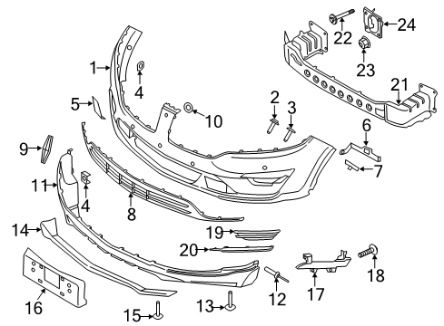 2016 Lincoln MKC Front Bumper Ornament Diagram for EJ7Z-5842528-A