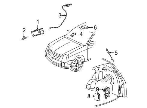 2005 Cadillac SRX Navigation System Antenna Asm-Navn Diagram for 10361083