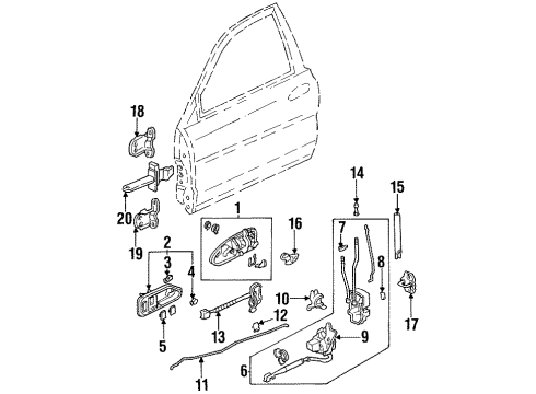 1996 Honda Accord Front Door Lock Assembly, Right Front Door (Manual) Diagram for 72110-SV4-A12