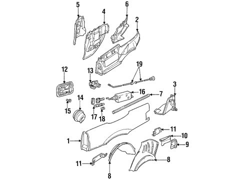 1999 BMW 328i Quarter Panel & Components Rear Lights Cup, Left Diagram for 41217021955