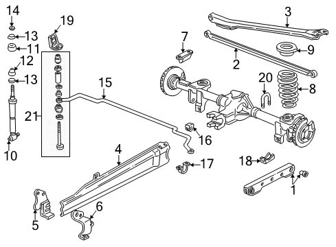 1999 Chevrolet Camaro Rear Suspension Rear Lower Control Arm Assembly Diagram for 10164151