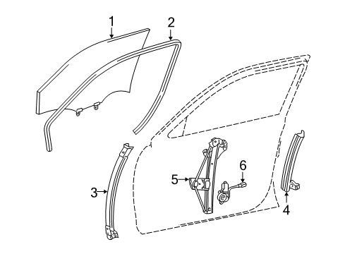 2004 Toyota Avalon Front Door Run Channel Diagram for 68141-AC020