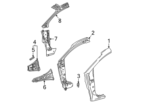 2021 Toyota Sienna Hinge Pillar Cowl Side Panel Diagram for 55704-08040