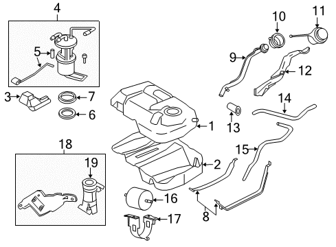 2008 Ford Escape Fuel Supply Fuel Gauge Sending Unit Diagram for 7L8Z-9A299-A