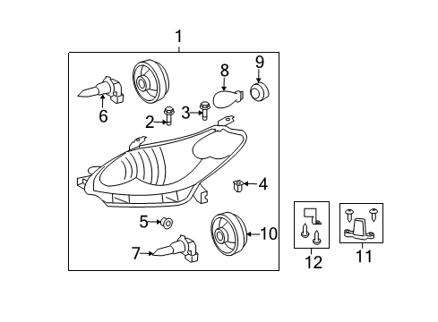 2011 Toyota Matrix Bulbs Socket Cover Diagram for 90075-60084