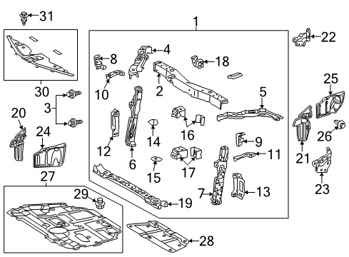 2014 Toyota Prius V Radiator Support, Splash Shields Clip Diagram for 90467-07211