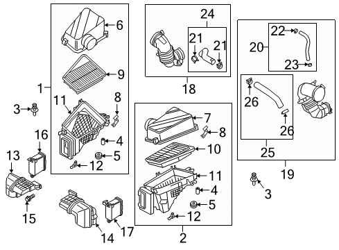 2020 Genesis G70 Air Intake Hose Assembly-Breather Diagram for 267103L132
