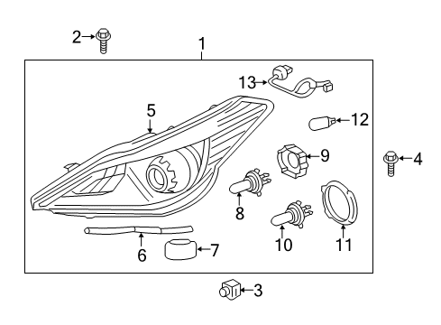 2012 Hyundai Azera Bulbs Bulb Diagram for 18642-21007-N