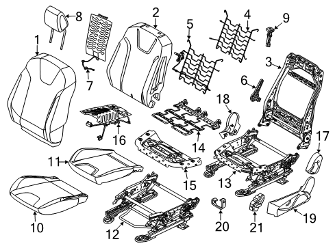 2017 Ford Focus Driver Seat Components Seat Back Pad Diagram for F1EZ-7864811-C