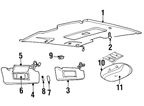 2000 Chevrolet Lumina Interior Trim - Roof Retainer Asm-Sunshade <Use 1C3J*Pewter Diagram for 10426248