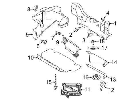 2013 Ford Mustang Interior Trim - Rear Body Rear Trim Panel Diagram for BR3Z-6345522-AA