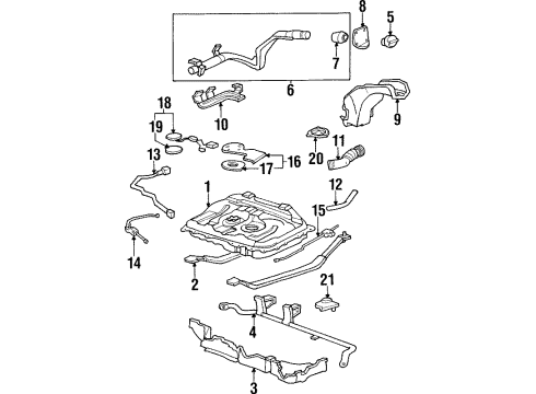 1995 Honda Odyssey Fuel Supply Band, Driver Side Fuel Tank Mounting Diagram for 17522-SX0-010