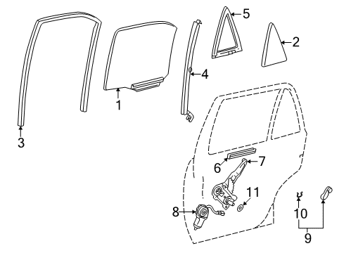 2001 Toyota Corolla Rear Door Fixed Glass Diagram for 68123-02040-83