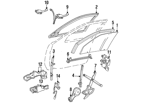 1989 Cadillac Seville Front Door - Glass & Hardware CHANNEL Diagram for 20671962