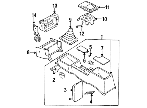 1988 Nissan Maxima Center Console Boot Console Diagram for 96935-28E05