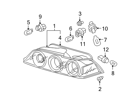 2006 Acura RSX Bulbs Kit, Tail Lamp R Diagram for 06350-S6M-305