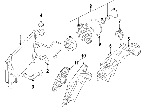 2011 Dodge Nitro Cooling System, Radiator, Water Pump, Cooling Fan Hose-Radiator Inlet Diagram for 55037792AH