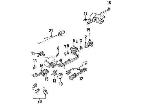 1993 Buick LeSabre Shroud, Switches & Levers Lever, Turn Signal & Headlamp Dimmer Switch & Windshield Wiper & Windshield Washer Diagram for 22510144