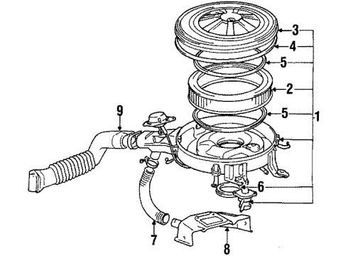 1987 Toyota Corolla Filters Cleaner Assy, Air Diagram for 17700-16210