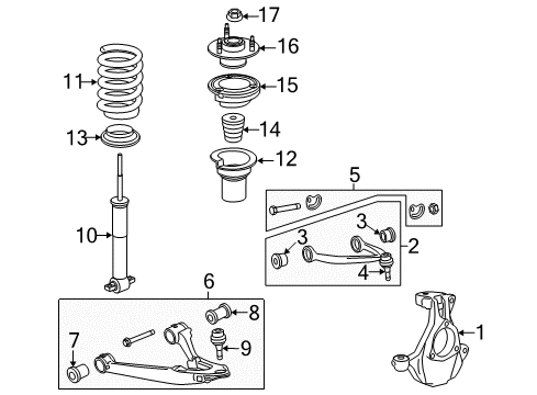 2008 Cadillac Escalade EXT Front Suspension Components, Lower Control Arm, Upper Control Arm, Ride Control, Stabilizer Bar Spring, Front Diagram for 15815635