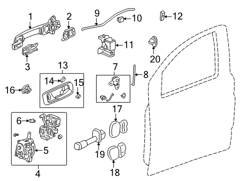 2003 Acura MDX Rear Door Rod, Rear Door Lock Knob Diagram for 72633-S3V-A01