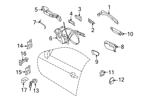 2010 Infiniti FX35 Front Door Front Door Lock & Remote Control Assembly, Right Diagram for 80500-1CA0A