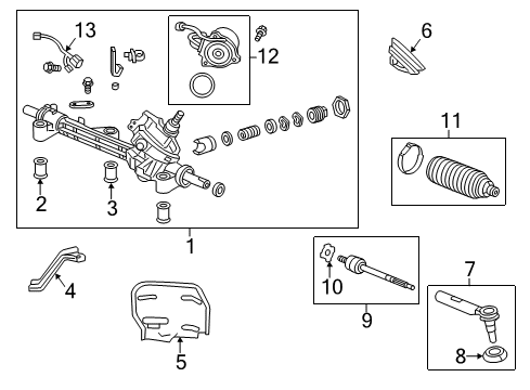 2015 Acura RDX Steering Column & Wheel, Steering Gear & Linkage Bush C, Steering Gear Box Mounting Diagram for 53686-TX4-A01