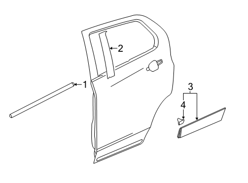 2016 Chevrolet Trax Exterior Trim - Rear Door Belt Molding Diagram for 42588401