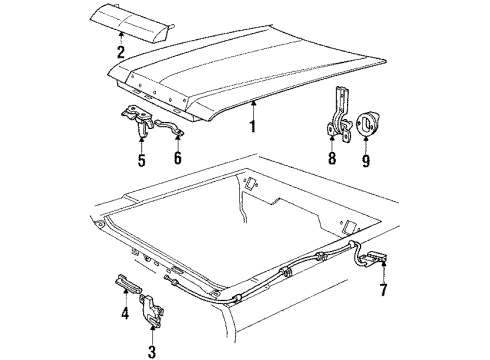 1985 Ford LTD Hood & Components, Exterior Trim Lock Diagram for E1TZ16700A