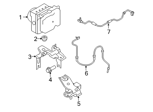2010 Nissan Cube ABS Components Bracket-Actuator Diagram for 47840-1FE1B