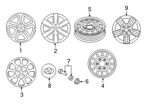 2009 Hyundai Santa Fe Wheels, Covers & Trim 18 Inch Wheel Deep Scratches Diagram for 52910-2B185