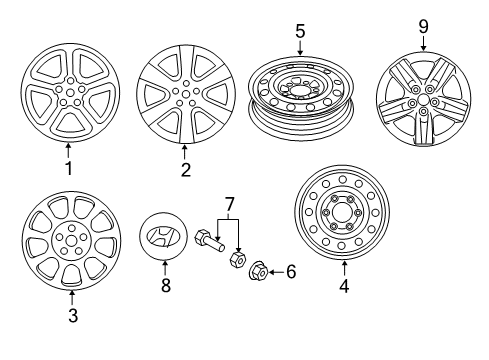 2009 Hyundai Santa Fe Wheels, Covers & Trim Tire Wheel Valve Diagram for 52933-0A000