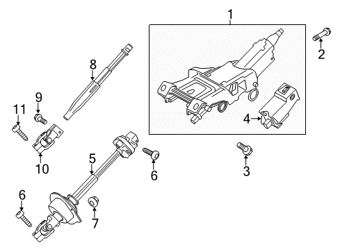 2020 Ford Mustang Steering Column & Wheel, Steering Gear & Linkage Column Assembly Diagram for GR3Z-3C529-K
